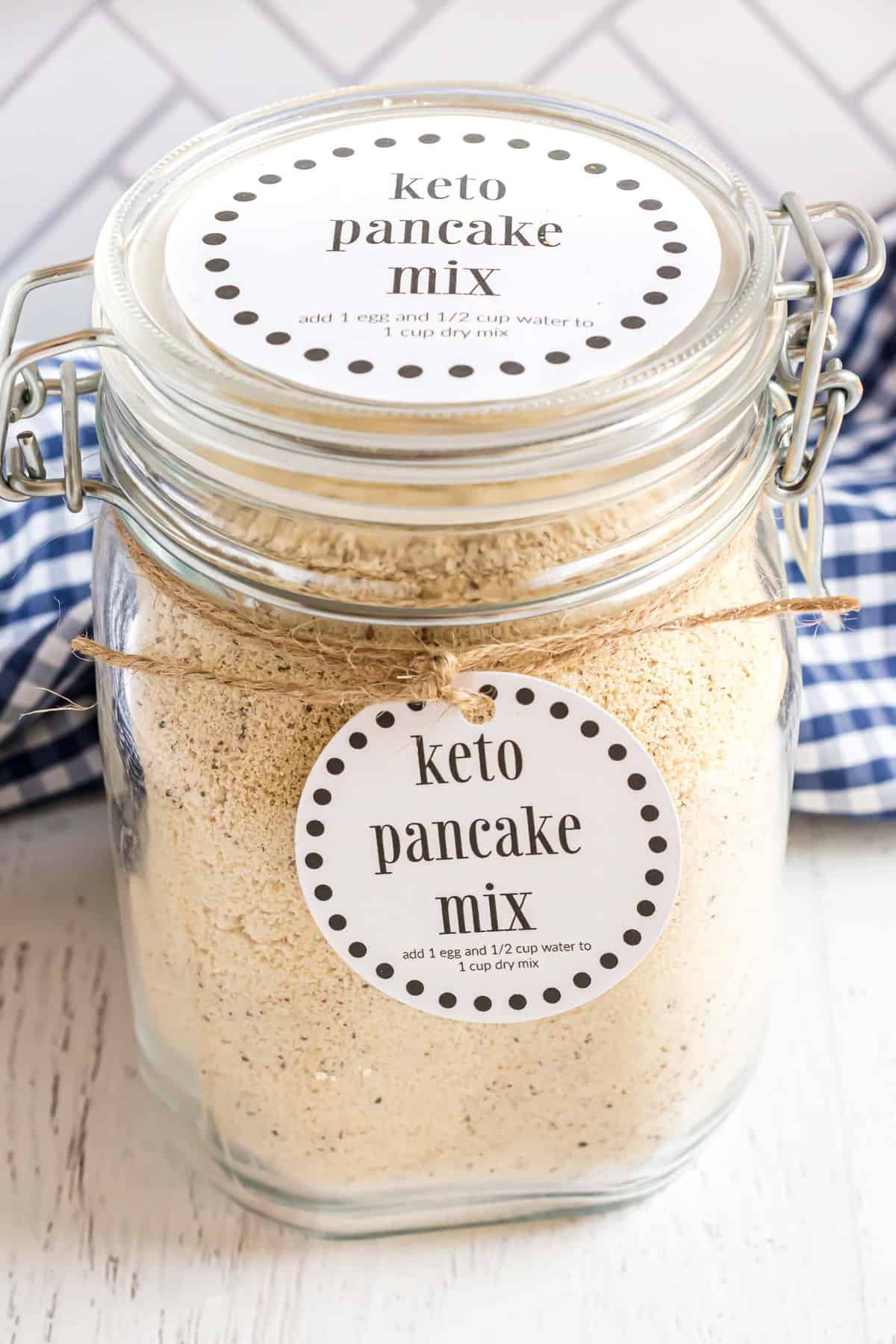 Keto pancake mix in a jar.